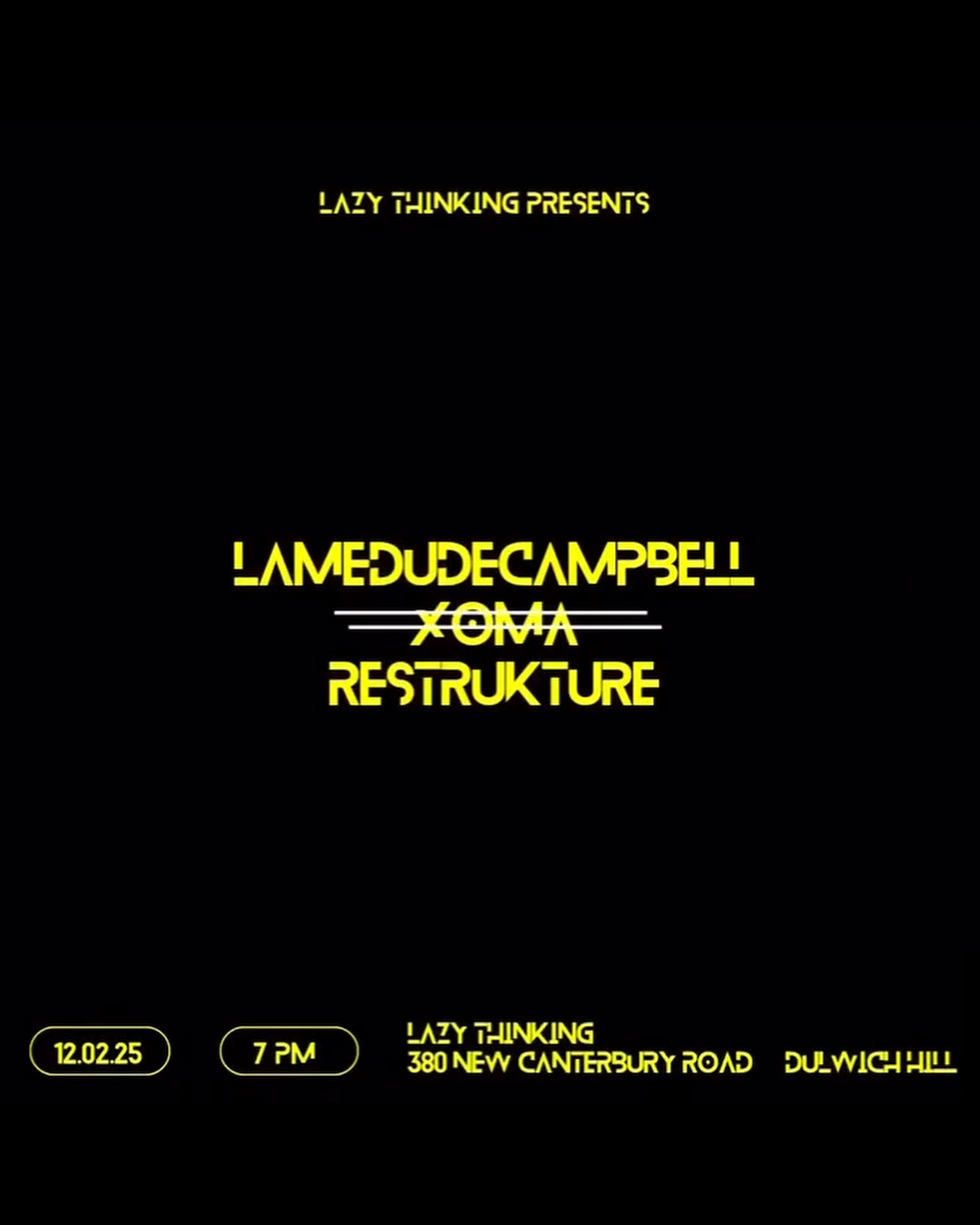 Live show poster for 2025-02-12 - Lazy Thinking, Sydney