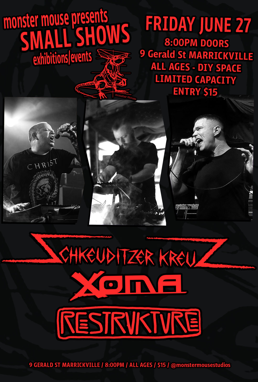 Live show poster for 2025-06-27 - Monster Mouse, Sydney